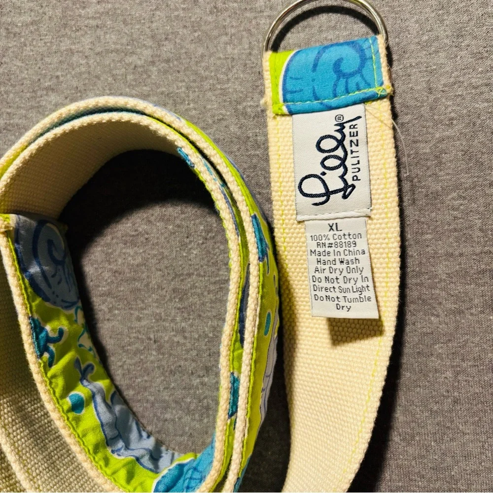 Lilly Pulitzer Blue and Green Canvas Belt 100%Cotton